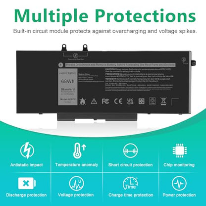 ASUNCELL 68Wh 3HWPP Laptop Battery Replacement for Dell Latitude 5401 5410 5411 5501 5510 5511 Precision 3541 3551 Inspiron 7706 2-in-1, 17 7500/7506 2-in-1 Black 10X1J N2NLL 1VY7F 451-BCMN 15.2V - size: 3HWPP 10.83 * 5.12 * 0.73 in