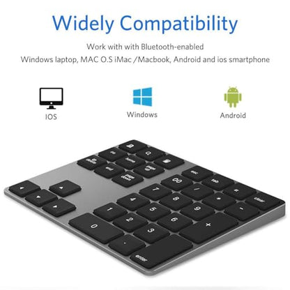 JOYEKY Bluetooth Number Pad, Wireless Numeric Keypad, USB-C Rechargeable External 34-Keys Numpad, Financial Data Entry Keyboard for iMac, MacBook Air/Pro, PC Desktop, Laptop Notebook - color: A-Black
