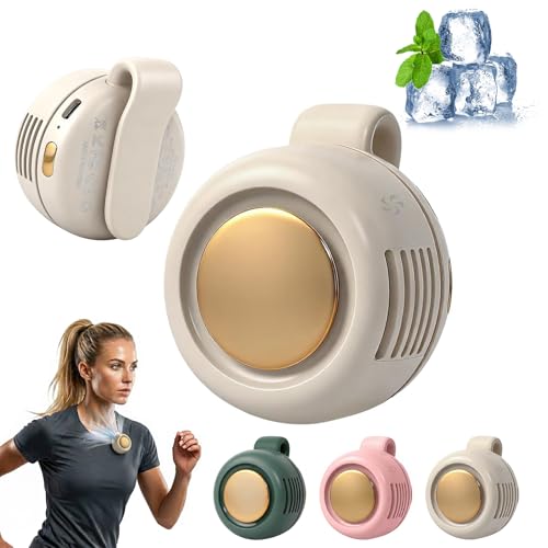 Brabantia Portable Mini Clip On Fan, Clip-On Bladeless Fan For Shirt with 3 Speeds Mini Portable Fan for Waist Clips Suitable for Outdoor, Office, Travel, Sporting (White) - color: White