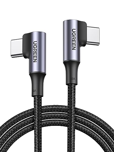 UGREEN 100W USB C to USB C Cable, 90 Degree Type C Cable for iPhone 17/17 Air/17 Pro/17 Pro Max/16, MacBook Pro 2022, iPad Pro 2022, Samsung Galaxy S25/S24/Z Fold, Google Pixel, Switch, 6.6FT - size: 6.6FT