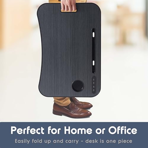 Nestl Foldable Lap Desk - Portable Laptop Stand for Bed, Couch, Work, Reading & Writing, Lap Table with USB Ports, Large Laptop Tray, Black - size: Premium Large