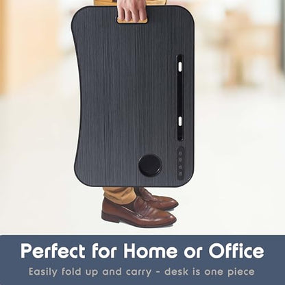 Nestl Foldable Lap Desk - Portable Laptop Stand for Bed, Couch, Work, Reading & Writing, Lap Table with USB Ports, Large Laptop Tray, Black - size: Premium Large