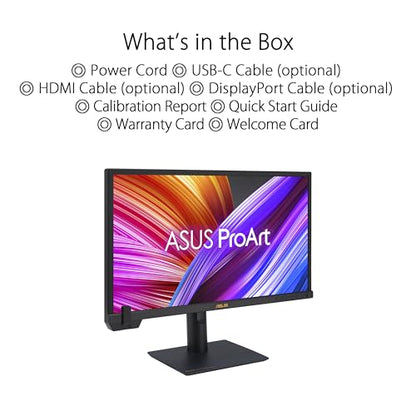 ASUS ProArt Display 24” 4K 12G-SDI HLG Professional Monitor (PA24US) - IPS, UHD (3840 x 2160), 99% Adobe RGB, 95% DCI-P3, ΔE < 1, USB-C, Built-in Motorized Colorimeter, Calman Ready, 3 Year Warranty - style: 24" 4K SDI