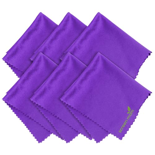 Screen Cleaner 6-Pack Microfiber Cloths for TV, Car, Laptop & Computer | Scratch-Free Care, TVs, Monitors, Lenses, Washable Fabric, Streak-Free Results, Multipurpose Use, Cleaning Kit