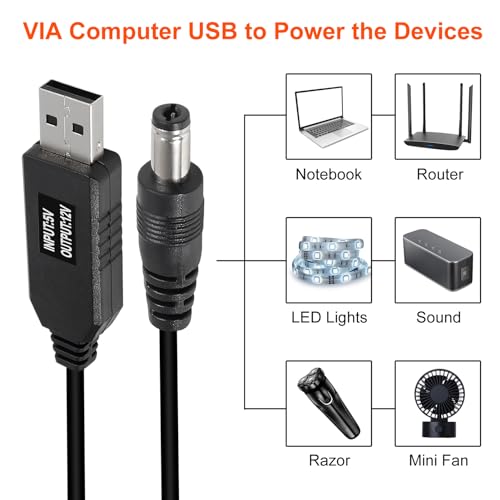 AITRIP 10pcs/Set DC 5.5X 2.1mm Female Right Angle Jack Plug Adapter Connectors to Universal Male Plug Power Adaptor with USB to DC Power Cable 5V to 12V Boost Converter for Laptop Notebook - color: 10-in-1