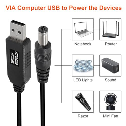 AITRIP 10pcs/Set DC 5.5X 2.1mm Female Right Angle Jack Plug Adapter Connectors to Universal Male Plug Power Adaptor with USB to DC Power Cable 5V to 12V Boost Converter for Laptop Notebook - color: 10-in-1