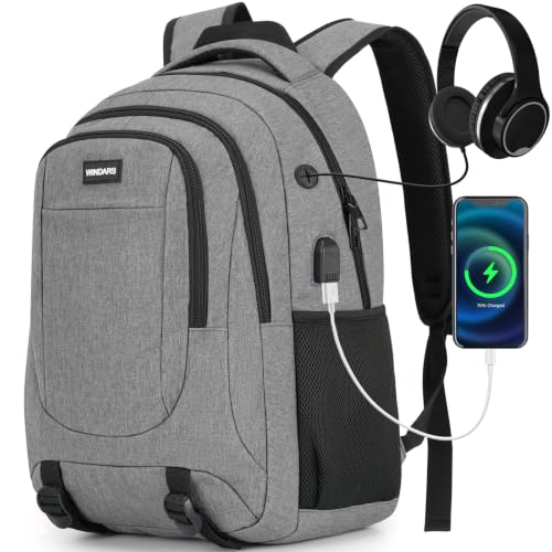 Laptop Backpack for Men and Women: 15.6 Inch Large School Backpacks for Teen Boys Durable Water Resistant College Bookbag Anti Theft Computer Bag with USB Charger for Business Work Travel, Light Gray - color: Light Gray, size: 15.6 Inch