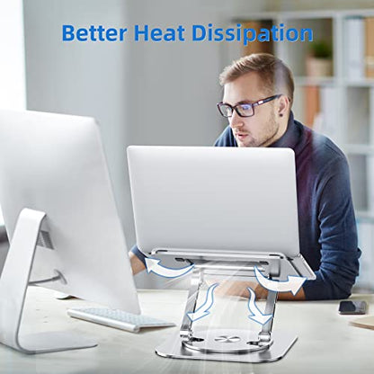 MCHOSE Laptop Stand with 360° Rotating Base, Foldable Adjustable Computer Holder, Ergonomic Design Compatible with MacBook Air Pro, Dell XPS, HP, Lenovo More 10-17" (A-Silver) - color: A-Silver