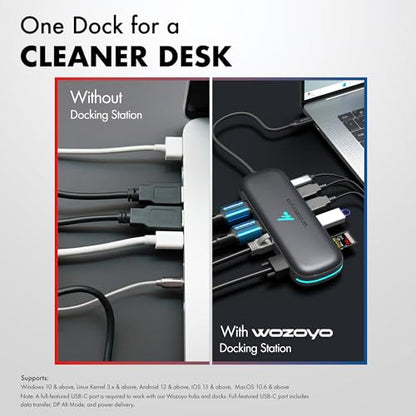 Type C 10 in 1 Wozoyo Docking Station with 2XUSB 5Gbps, Dual 4K HDMI, VGA, Gigabit Ethernet, USB 2.0, SD & TF, PD 100W, Compatible with Thunderbolt 4, macOS, Windows, Android & iOS - style: 10-in-1