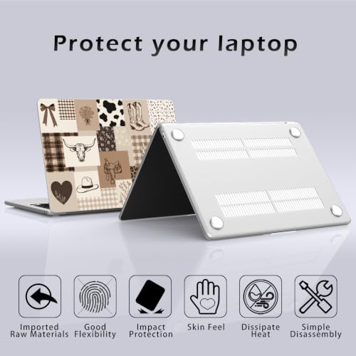 Compatible with MacBook Pro 14 inch Case M5 M4 M3 M2 M1 Pro/Max 2026-2021 A3427 A3426 A3434 A3112 A3185 A3401 A2918 A2992 A2779 A2442, Cute Western Cowboy Collage Hard Shell Matte Cover - color: Cowboy E, size: MacBook Pro 14 inch