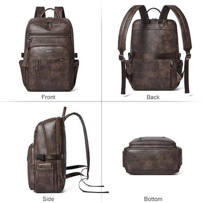 Shrrie Vegan Leather Laptop Backpack for Women,17 Inch Computer Backpack Purse for Work Business College Travel Teacher Nurse with Anti-theft Pocket & Giant Tumbler Holder Pocket,Chocolate - color: Chocolate