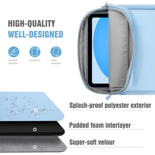 TiMOVO 9-11" Tablet Sleeve Bag Carrying Case with Strap, Light Blue | Fits iPad A16 11", Pad Air 11/5th & 4th 10.9", 10th Gen/10.2", Galaxy Tab A11 Plus, Multi-Pocket, Handle, Padded Protection - color: Ab-Light Blue, size: 9-11