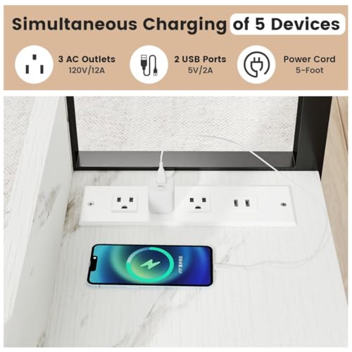 Hadulcet Adjustable C Table with Charging Station, Tiltable Desk C Shaped End Table for Couch, Over Bed Table with Wheels Adjustable Height, Hospital Table Laptop Stand Drawing Desk, Marble White - color: Marble White, style: Upgrade
