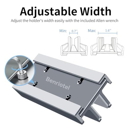 Aluminum Vertical Laptop Stand Holder for Desk Compatible with MacBook Pro, MacBook Air, Dell, HP, Lenovo, Up to 17.3 inches, Blue-Gray - color: Blue-Gray