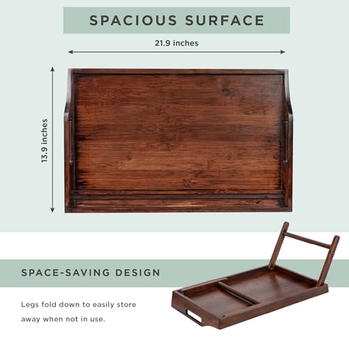 ROSSIE HOME Wood Bed Tray – Java Bamboo, Fits 17.3” Laptops - color: Java Bamboo, size: Extra Large