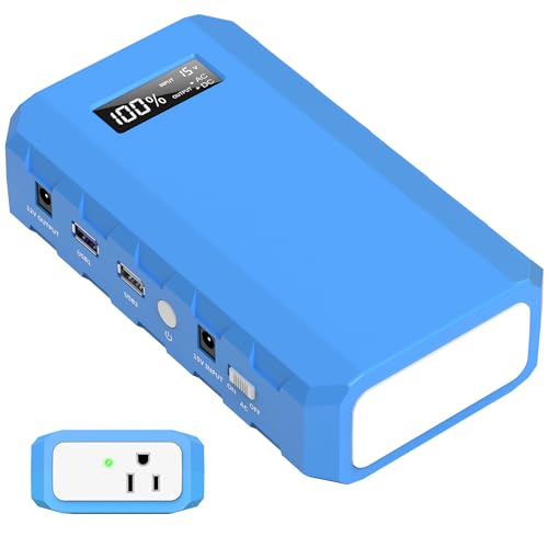 Portable Power Station with AC Outlet, Powkey 65W/110V External Battery Pack 24000mAh/88.8Wh Power Pack, Portable Power Source Supply Backup for Outdoor Tent Camping Home Blue | Powkey 86Wh Lithium Battery Pack with 65W AC Outlet, Emergency Backup Power S