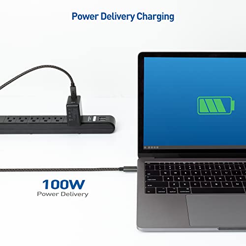 Cable Matters Braided Long USB C Cable, Up to 100W Charging, 10ft, Gary | 480Mbps Data, No Video Support, USB C Charger Cable, Compatible with MacBook Pro, PS5 Controller