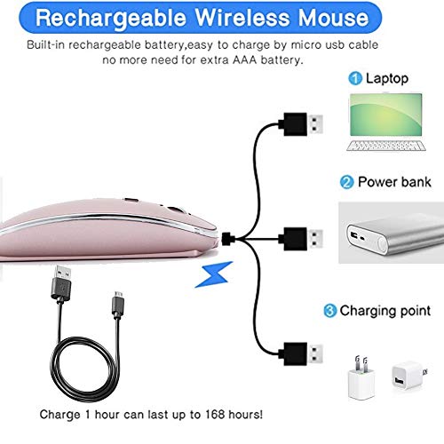 JETTA Wireless Mouse for MacBook Pro MacBook Air MacBook Laptop Mac iMac Desktop Computer Chromebook PC Laptop 2.4 USB/USB C Mouse (Rose Gold) - color: Rose Gold