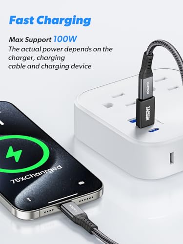 XAOSUN 10Gbps USB to USB C Adapter 3 Pack, 3.1 USBC Female to USB Male Adapter, One-Sided SuperSpeed Data Sync, 100W Fast Charging for iPhone 16 15 14 13, Laptop, Charger, Quest Link, etc, Black - color: Black-3Pack
