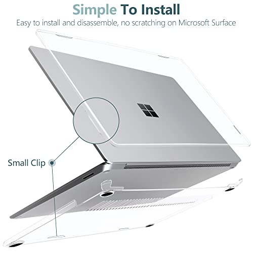 TWOLSKOO Case for 13.5" Microsoft Surface Laptop 5/4/3 with Metal Palm Rest Model 1951/1868, Protective Plastic Hard Shell & Keyboard Cover & Screen Protector & Dust Plugs, Crystal Clear