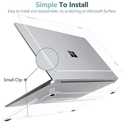 TWOLSKOO Case for 13.5" Microsoft Surface Laptop 5/4/3 with Metal Palm Rest Model 1951/1868, Protective Plastic Hard Shell & Keyboard Cover & Screen Protector & Dust Plugs, Crystal Clear