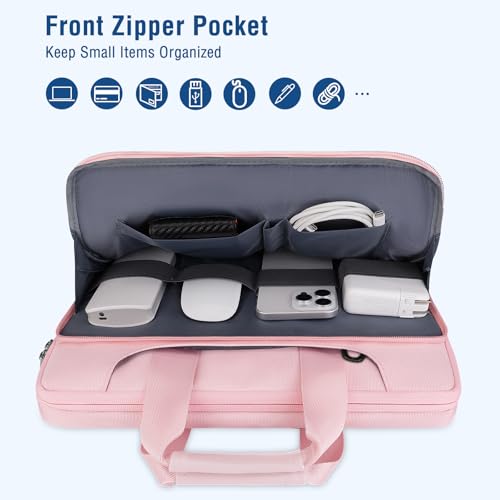 MOSISO 360 Protective Laptop Bag 14 inch, 14 inch Computer Bag | Compatible with HP Lenovo Dell ASUS Acer, HP Stream,Dell Latitude,IdeaPad, Laptop Carrying Case with Strap&Handle, Pink - color: Pink, size: 14 inch