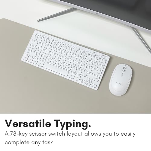 Macally Mini Compact Keyboard - Wireless Keyboards for Desktop PC, Surface, Chromebook, Notebook, Laptop Keyboard, Slim Key Board with 2.4G Wireless USB - Small Keyboard for Travel (White) - color: White