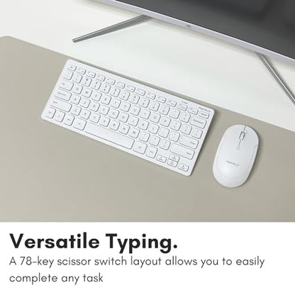 Macally Mini Compact Keyboard - Wireless Keyboards for Desktop PC, Surface, Chromebook, Notebook, Laptop Keyboard, Slim Key Board with 2.4G Wireless USB - Small Keyboard for Travel (White) - color: White