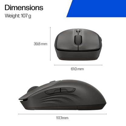 HP 400 Quiet Wireless Mouse, Dual Bluetooth & 2.4GHz, Soft Silicone, Quiet Clicks, Microsoft Wheel, 24-Month Battery, 6000 DPI, Ambidextrous, Eco-Friendly Design, Multi-OS, Black - color: Black