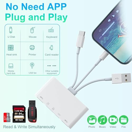 5-in-1 Memory Card Reader, USB OTG Adapter & TF SD Card Reader for Phones, CYZFOWDUO USB C and USB A Devices with Micro SD &TF Card Slots, Supports SD/Micro SD/SDHC/SDXC/MMC Charging for iPhone/Pad