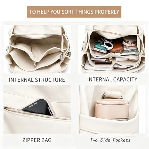 JARKJARD Canvas Crossbody Tote Bag for Women Laptop Work Handbag | Cute Aesthetic Shoulder Messenger Purse with Zipper Pockets and Compartments Great for Daily Travel and Office use - color: White