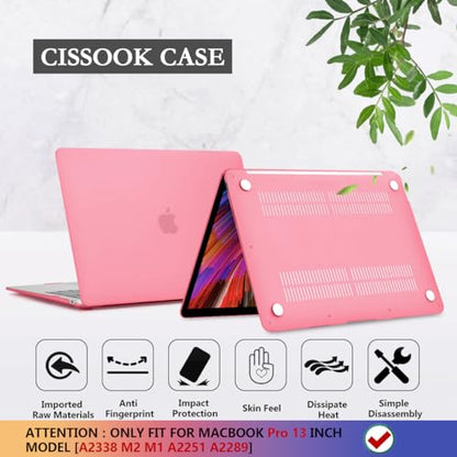 CISSOOK Case for MacBook Pro 13 Inch Pink A2338 A2251 A2289 Model | 4in1 Set Plastic Cover with Keyboard Cover for 2025-2016 MacBook Pro 13" M2 M1, Matte Pink - color: Matte Pink