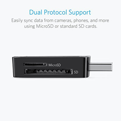 Anker USB 3.0 Micro SD Card Reader, 5Gbps 2-in-1 SD Card Reader to USB Adapter for SDXC, SDHC, MMC, RS-MMC, Micro SDXC, Micro SD, Micro SDHC, UHS-I Cards - USB A CardReader | For Laptops, Card Viewer with Dual Slots for SDXC/SDHC/SD/Micro SDXC/MicroSD/Mic