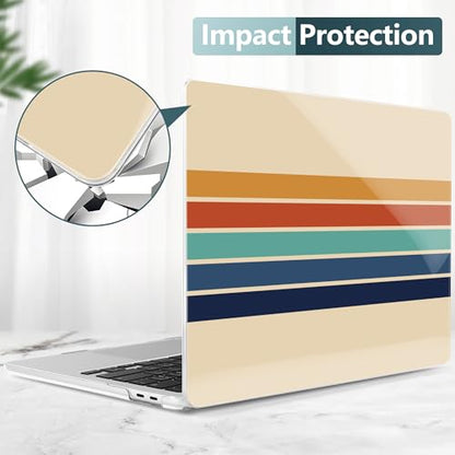 Batianda Case for Microsoft Surface Laptop 13 inch 2025 2026, Retro Stripes | Fits Model 2095, Artistic Patterns Ultra-Slim Lightweight Scratch-Resistant Hard Shell with Professional Protection - color: Stripe