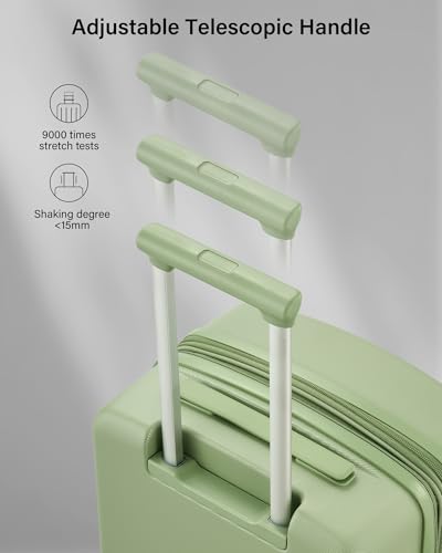 Hanke 20 Inch Expandable Carry On Luggage, Hard Shell with Side Hook | PC Hard Shell, Overhead Bin, Expandable Up to 15%, 8 Spinner Wheels, TSA Lock, Lightweight, Weekend Getaway - color: Bamboo Green, size: 20 Inch EXT