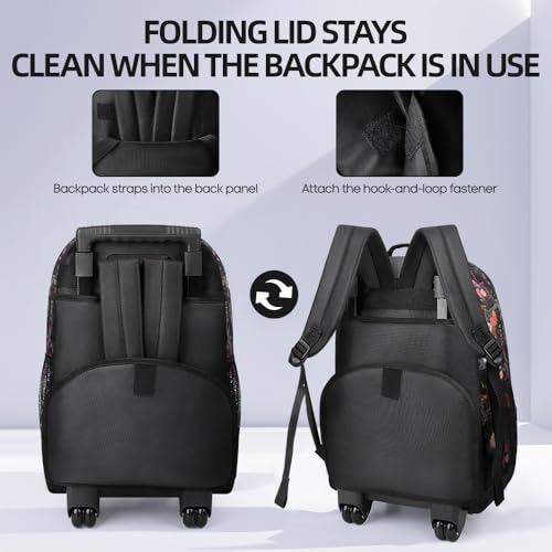 20" 2-in-1,Wheeled Travel Luggage Bag w/Telescopic Handle | Rolling Travel Luggage w/2 Wheels,Trolley Suitcase,Spacious Storage Design,2561-20''-Floral - color: JH-2561-Floral-20