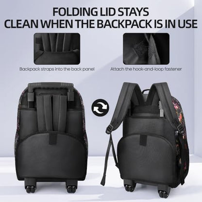 20" 2-in-1,Wheeled Travel Luggage Bag w/Telescopic Handle | Rolling Travel Luggage w/2 Wheels,Trolley Suitcase,Spacious Storage Design,2561-20''-Floral - color: JH-2561-Floral-20