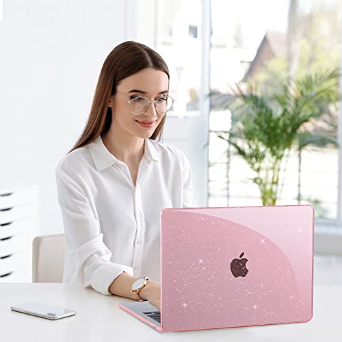 EooCoo Case for MacBook Air 15 inch M5 M4 M3 M2 2026-2023, Sparkly Pink | Easy to Install, Sturdy, Plastic Hard Shell Case & Keyboard Cover & Screen Protector, Model: A3448 A3241 A3114 A2941 - color: Sparkly Pink