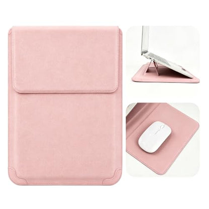 16 Inch Multifunctional Laptop Sleeve Case with Stand Soft Slim Cover for MacBook Pro/Air/ThinkPad X1/Dell XPS/Lenovo Yoga/HP Pavilion/ASUS Zenbook/LG gram/Chromebook 15" 15.3" 15.6" - color: Matte Pink, size: 15-16 Inch