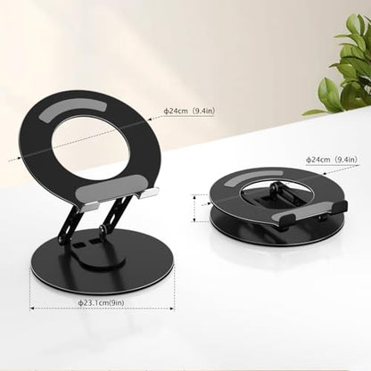Laptop Stand for Desk Adjustable Computer Stand with 360 Rotating Base Ergonomic Laptop Riser Mount for Desk Foldable Protable Computer Desk Fits with MacBook Pro Air, Round Black - color: Round, Black
