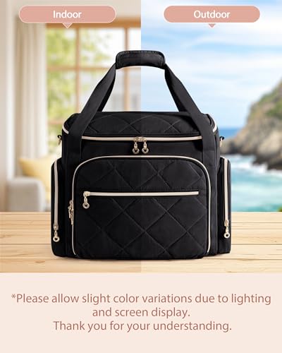 Marscamd Rolling Teacher Bag with 15.6" Laptop Compartment for Work | Multi-Slot Front Pocket, Detachable Trolley & Shoulder Straps, Water-Resistant, Women Work Briefcase Tote with Wheels (Black) - color: Black