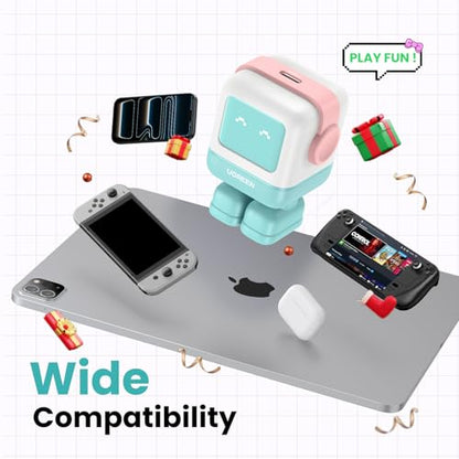 UGREEN Uno 30W USB C Charger Block, Compact Nexode Robot GaN Fast Charger for iPhone 17/16/15/14, Galaxy S26/S25/S24/S23, Pixel 10/9/8/7, MacBook Neo/Air, iPad Pro, Pink Blue - color: Pink Blue