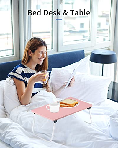 Ruxury Folding Lap Desk Laptop Stand Bed Desk Table Tray, Breakfast Serving Tray, Portable & Lightweight Mini Table for Sofa Couch Floor - Pink - color: Pink