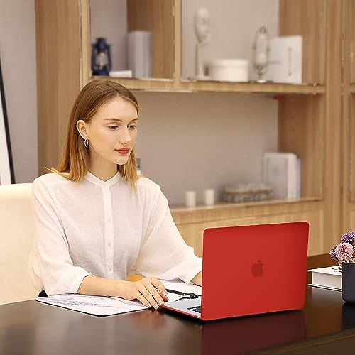 MOSISO Compatible with MacBook Air 15 inch Case M5 2026 M4 M3 M2 2025-2023 | A3448 A3241 A3114 A2941, Scratch-Resistant Protective Hard Shell Case&Keyboard Cover&ScreenFilm&Pouch, Red - color: Red
