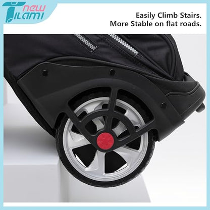 NEW TILAMI 19 inch Rolling Backpack Teens Rolling Backpack Cute Wheeled Laptop Backpack Bookbag Roller Travel Bag College, Skate Board - color: Black Skate Board