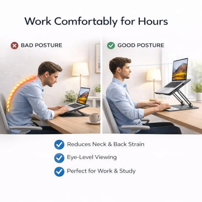 Adjustable Laptop Stand for Desk,Office and Home Foldable Laptop Riser Holder with Cooling Fan