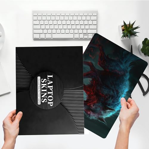 Universal Laptop Skin Sticker with 2 Wrist Pad Skins, Waterproof Scratch Resistant Vinyl Laptop Cover Decal, Cut to Fit for 11–15.6 Inch MacBook HP Dell Lenovo, Lightning Wolf - color: Lightning Wolf