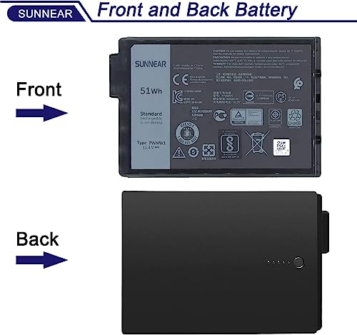 51Wh 7WNW1 Laptop Battery for Dell Latitude 7424 5420 5424 Rugged Extreme | 11.4V 4342mAh Battery Replacement for Dell P86G P137G P137G001 P137G002 P85G001 P86G001 Series; P/N:DMF8C GK3D3 6NNCF - size: 6.02*4.02*1.34 inches 7WNW1