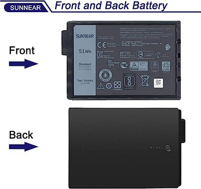 51Wh 7WNW1 Laptop Battery for Dell Latitude 7424 5420 5424 Rugged Extreme | 11.4V 4342mAh Battery Replacement for Dell P86G P137G P137G001 P137G002 P85G001 P86G001 Series; P/N:DMF8C GK3D3 6NNCF - size: 6.02*4.02*1.34 inches 7WNW1