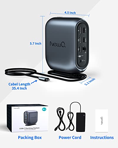 16-in-1 Universal Docking Station for All Laptops with 150W Power Adapter, Triple Monitor for Mac, Windows, ChromeOS, Linux, Dual HDMI, DP, 10Gbps USBC USBA, Gigabit Ethernet, SD/TF, Audio